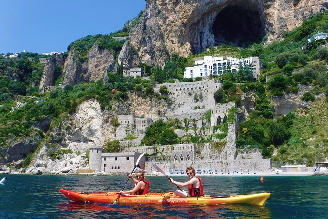 Amalfi Coast Kayak Tour: Explore Caves, Arches & Hidden Beaches - A swim at a beach reached by sea