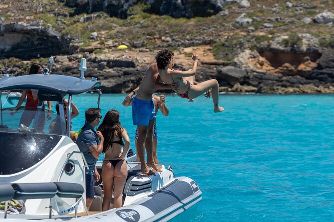Boat Tour Egadi Day discover Favignana and Levanzo from Trapani - Cala Fredda and Cala Minnola finish with more water time