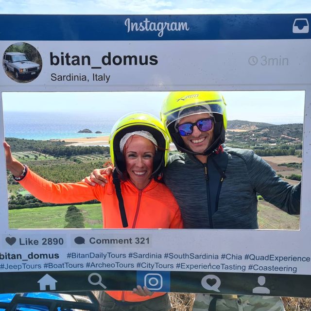 Cagliari: Quad Adventure Experience from Chia - My call: book it for scenery and guided fun