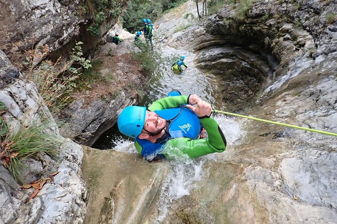 Canyoning "Vione" - advanced Canyoningtour also for sportive beginner - Equipment, photos, and small comforts