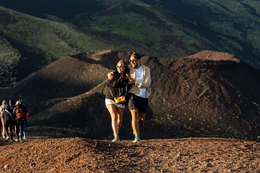 From Catania: Mount Etna Sunset Tour with Tasting and Cave - Tasting Sicilian products at Enoteca dell’Etna