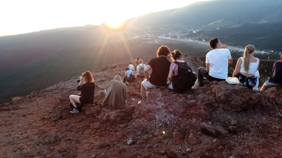 From Catania: Mount Etna Sunset Tour with Tasting and Cave - Entering a lava cave from the 1792 eruption