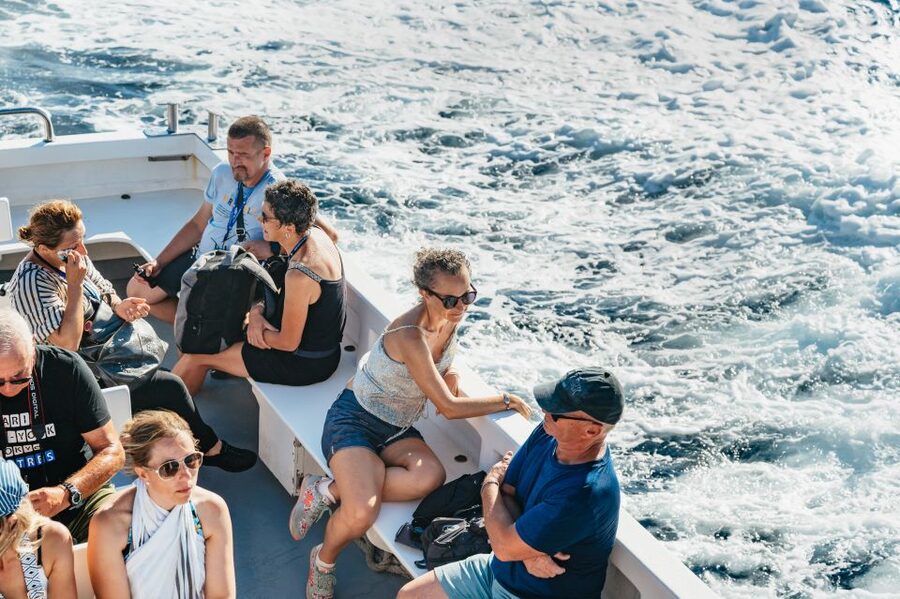 From Naples: Gulf of Naples & Capri Sightseeing Boat Tour - Marina Grande begins the island circuit