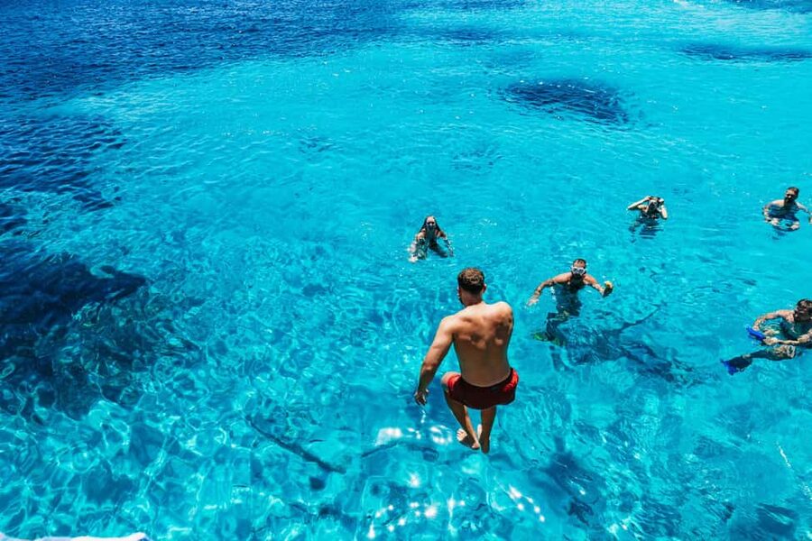 From Palau/La Maddal: Boat Tour of La Maddalena Archipelago - Cala Serena gives you the first swim