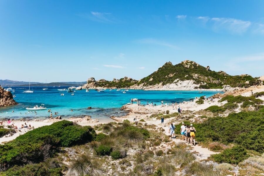 From Palau: La Maddalena Islands Full-Day Trip by Boat - Budelli from the deck: a famous beach you do not land on