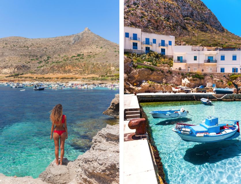 From Trapani: Favignana and Levanzo Mini Cruise with Lunch - Favignana’s coves from the water