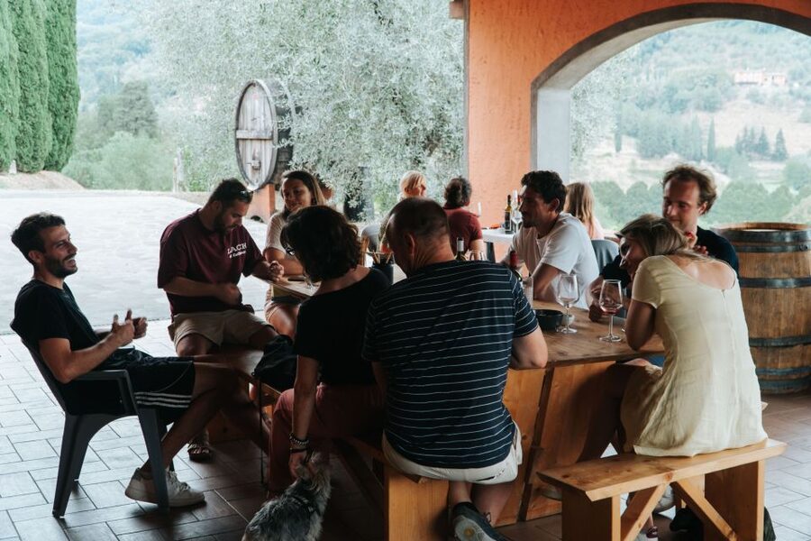 Lucca: Guided Winery Tour with Wine Tasting - Tasting wine on the panoramic patio