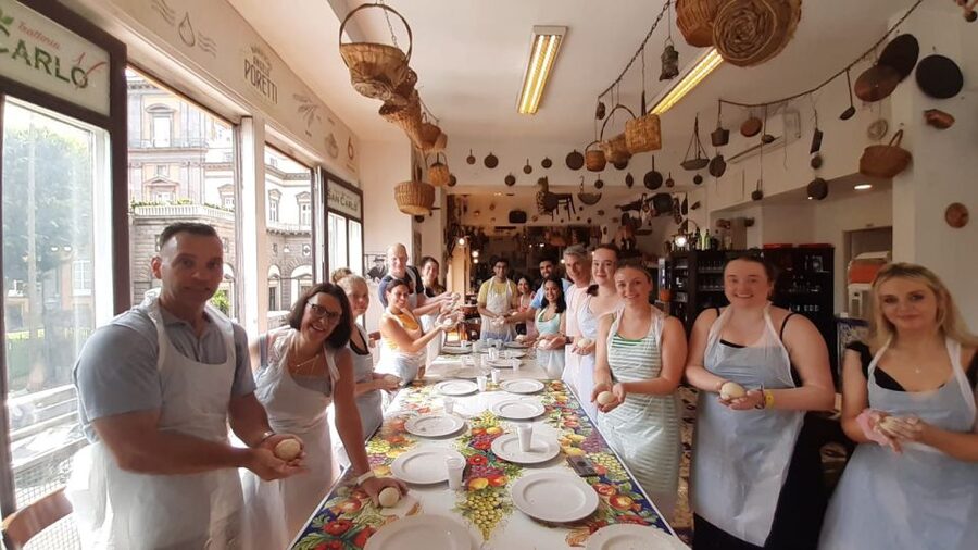 Naples: Neapolitan Pizza and Tiramisù Making Class - Eating your pizza opposite the San Carlo Theater