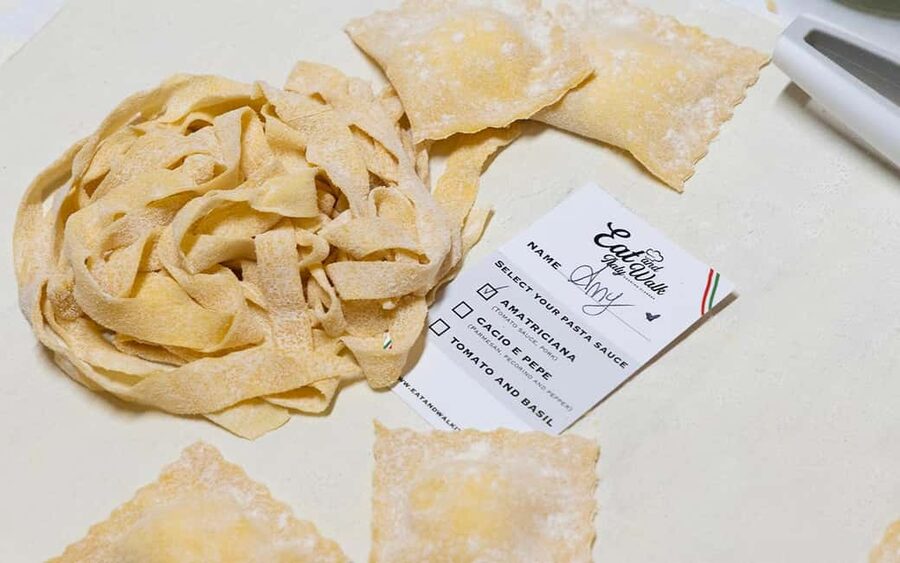 Rome: 3-in-1 Fettuccine, Ravioli, and Tiramisu Cooking Class - Eating the pasta you made