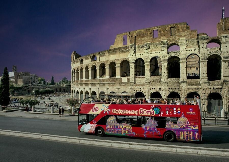 Rome: City Highlights Open-Top Bus Night Tour - Santa Maria Maggiore begins the city loop