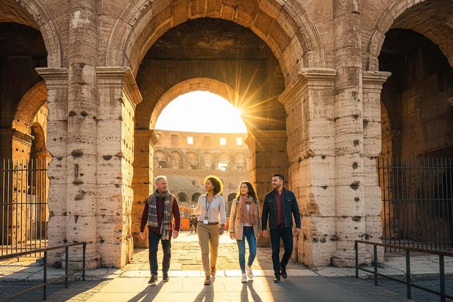 Rome: Colosseum Arena Twilight Tour & Imperial Forum Visit - The outdoor walk along Via dei Fori Imperiali