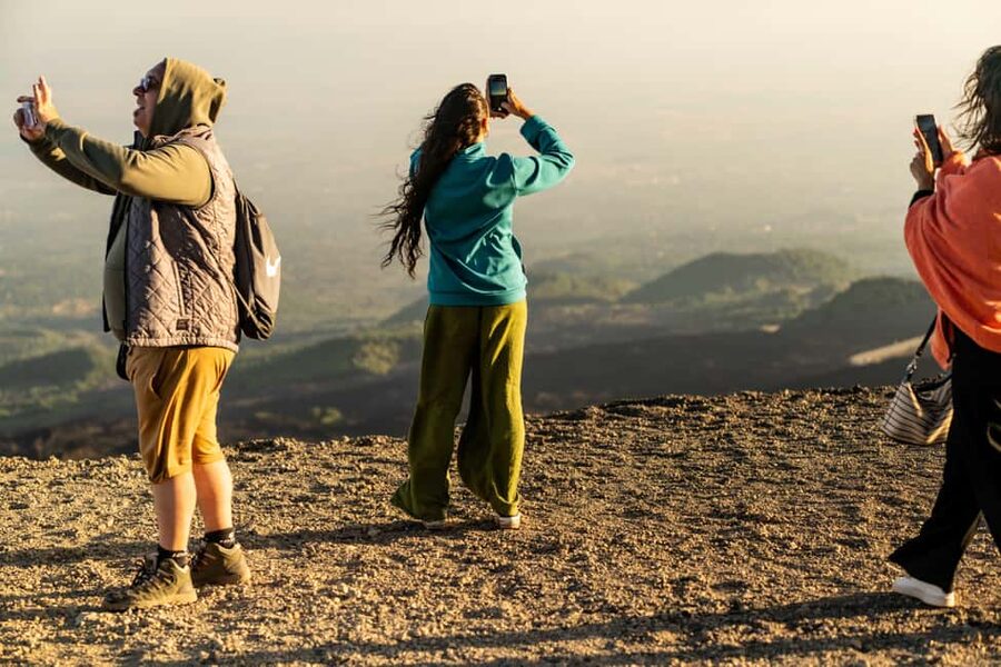 Taormina: Mount Etna Sunset Tour with Cave Visit and Tasting - Leaving Taormina in a small van