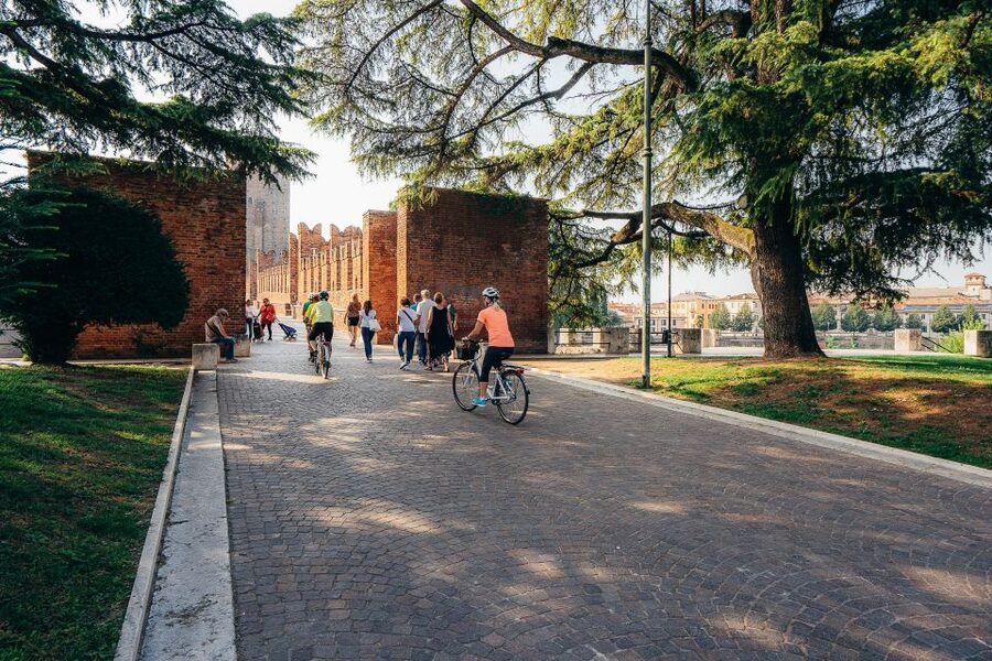 Verona: Classic and Hidden Gems Bike Tour - Ponte Pietra and the view toward San Pietro’s hill